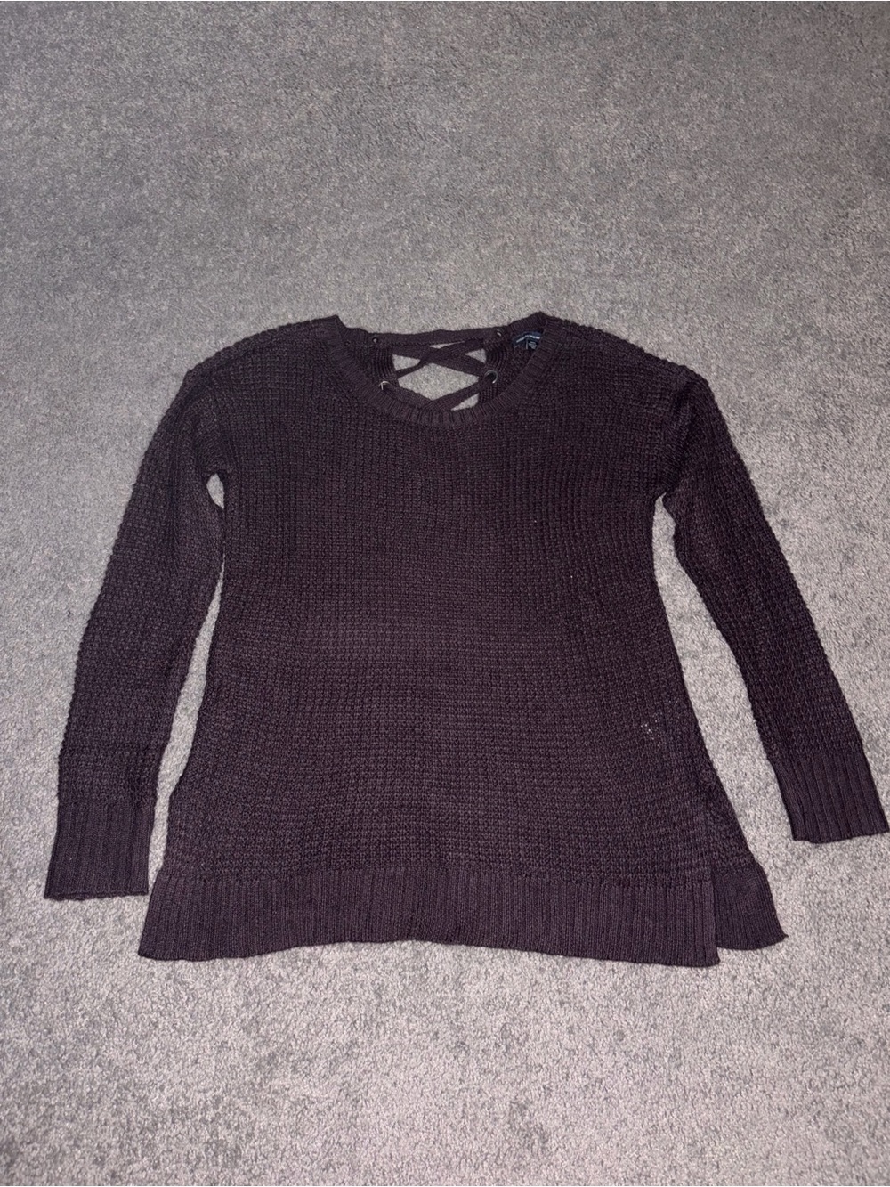Crisscross Back Purple Knit Sweater - Women's